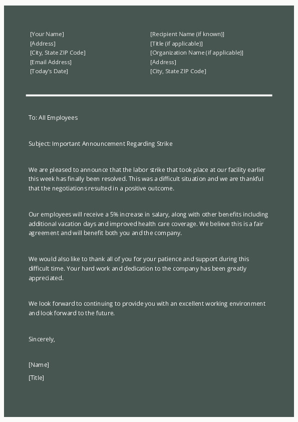 Important Announcement Regarding Strike