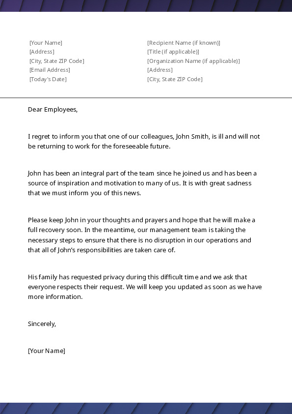 Inform Employees of Another's Illness