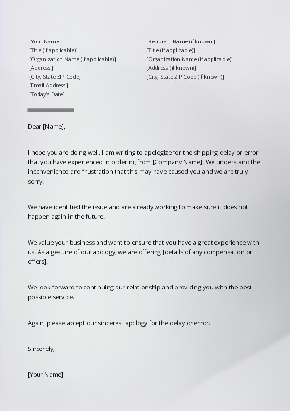 Apologize For a Shipping Delay or Error