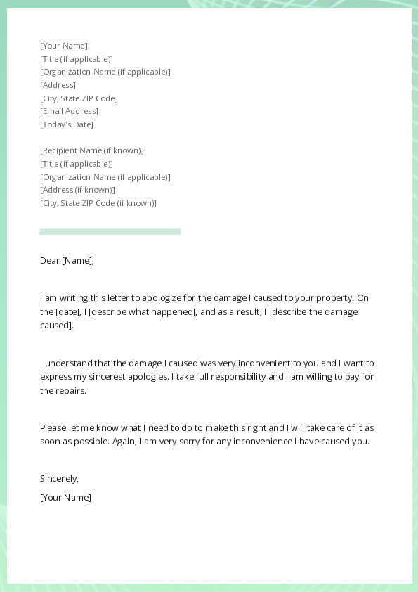 Apologize For Damaged Property
