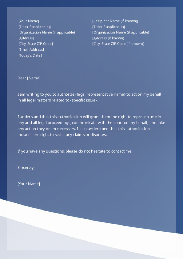Authorize Legal Representation