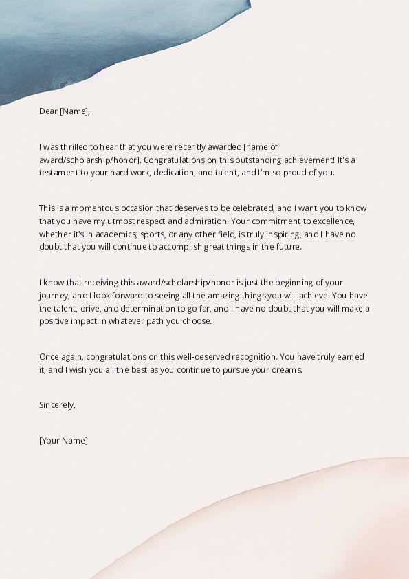 Congratulate Someone on Winning an Award or Receiving a Scholarship or Other Honor