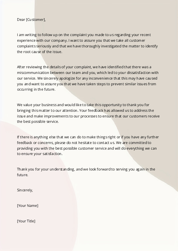 Delegate Follow-up on a Complaint from a Customer