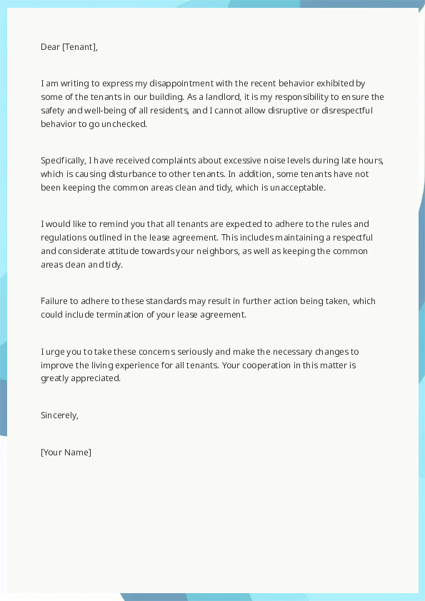 Write a Letter Reprimanding Tenants