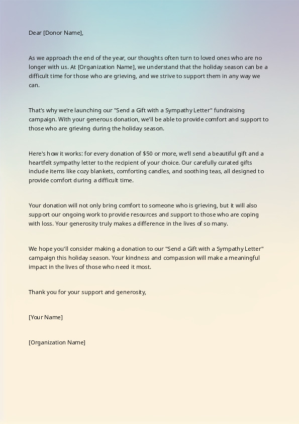 Send a gift with a sympathy letter