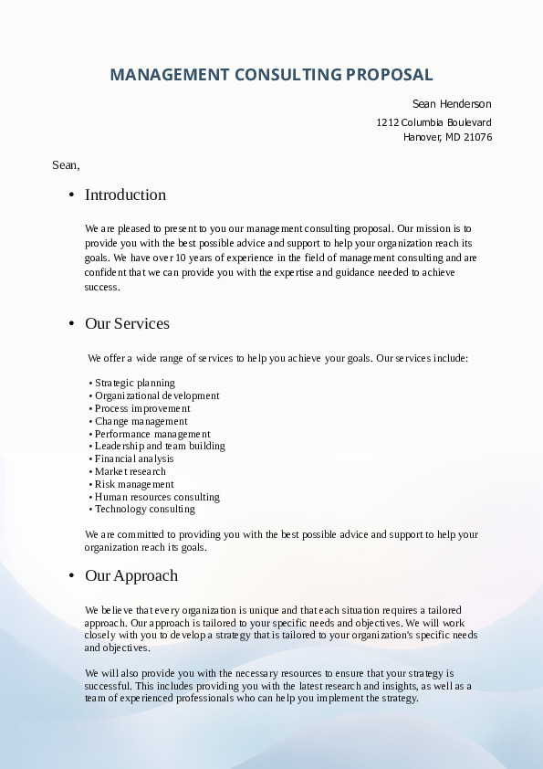 Management Consulting Proposal