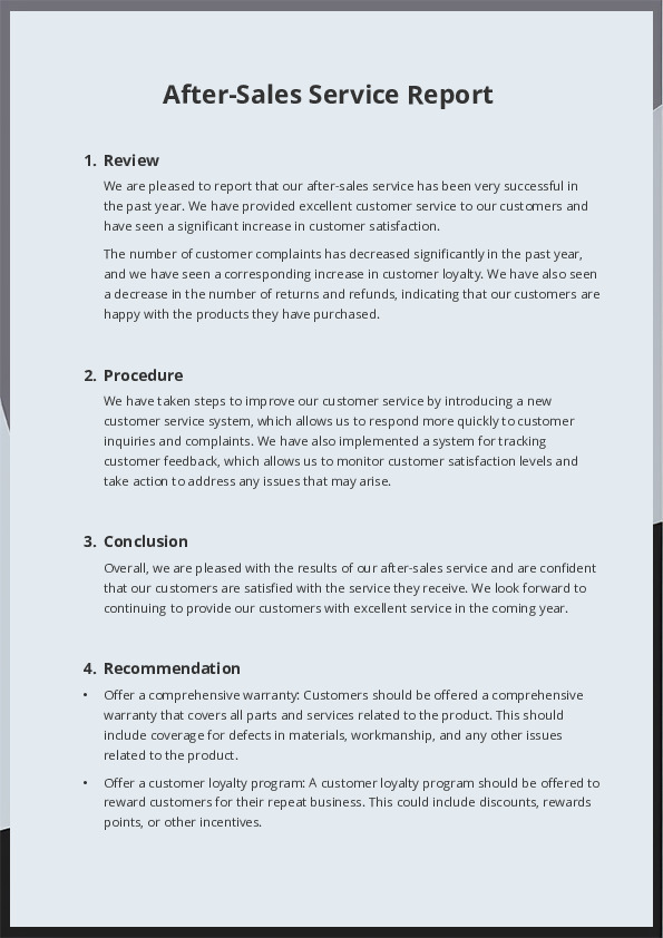 After-Sales Service Report